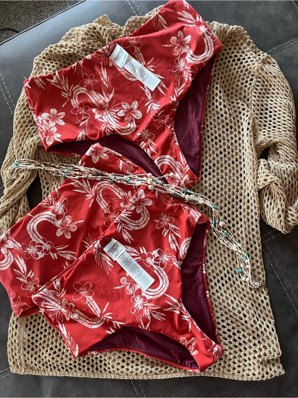 Patagonia Red Floral High-Waist Bikini Bottoms